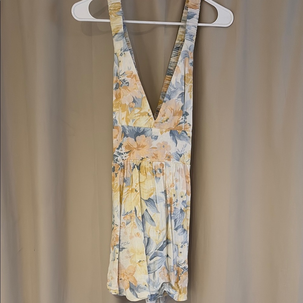 Abercrombie & Fitch Floral Mini Dress - Yellow and Blue